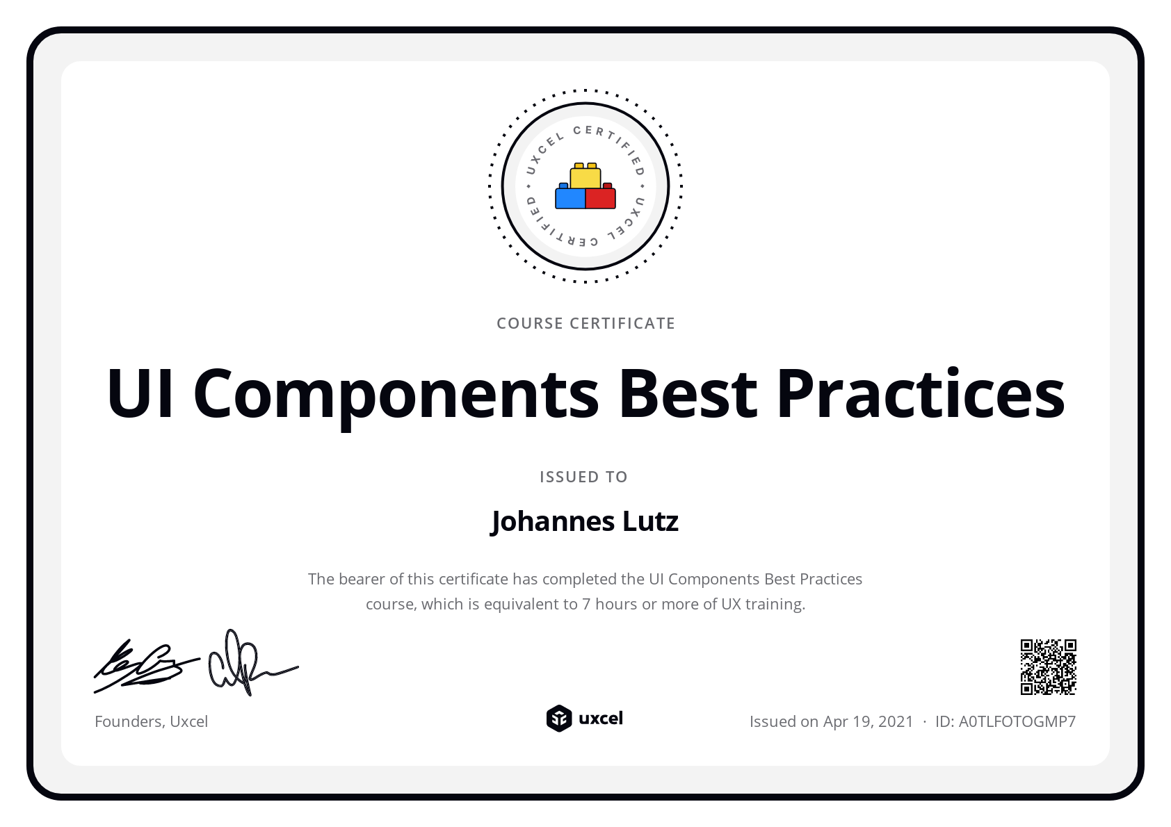 Johannes Lutz's certificate